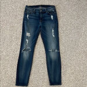 7 For All Mankind The ankle Dark Blue Distressed low rise Skinny Jeans